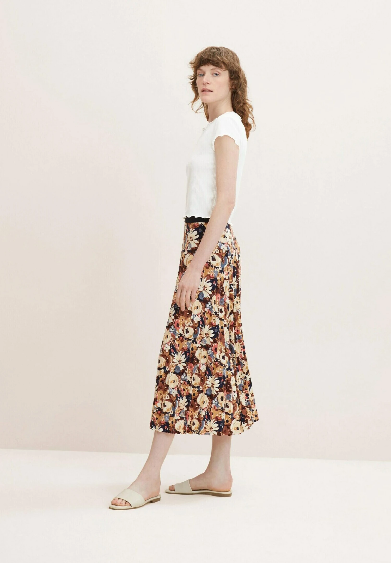 Tom Tailor Plooirok - Beige Large Floral Design 4 Tom Tailor Plooirok - Beige Large Floral Design - Afbeelding 4