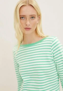 TOM TAILOR Denim Contrast Neck - Longsleeve - White Green Stripe 27 TOM TAILOR Denim Contrast Neck - Longsleeve - White Green Stripe -Tom Tailor c4721f195ef94287b15ed861e74c2528