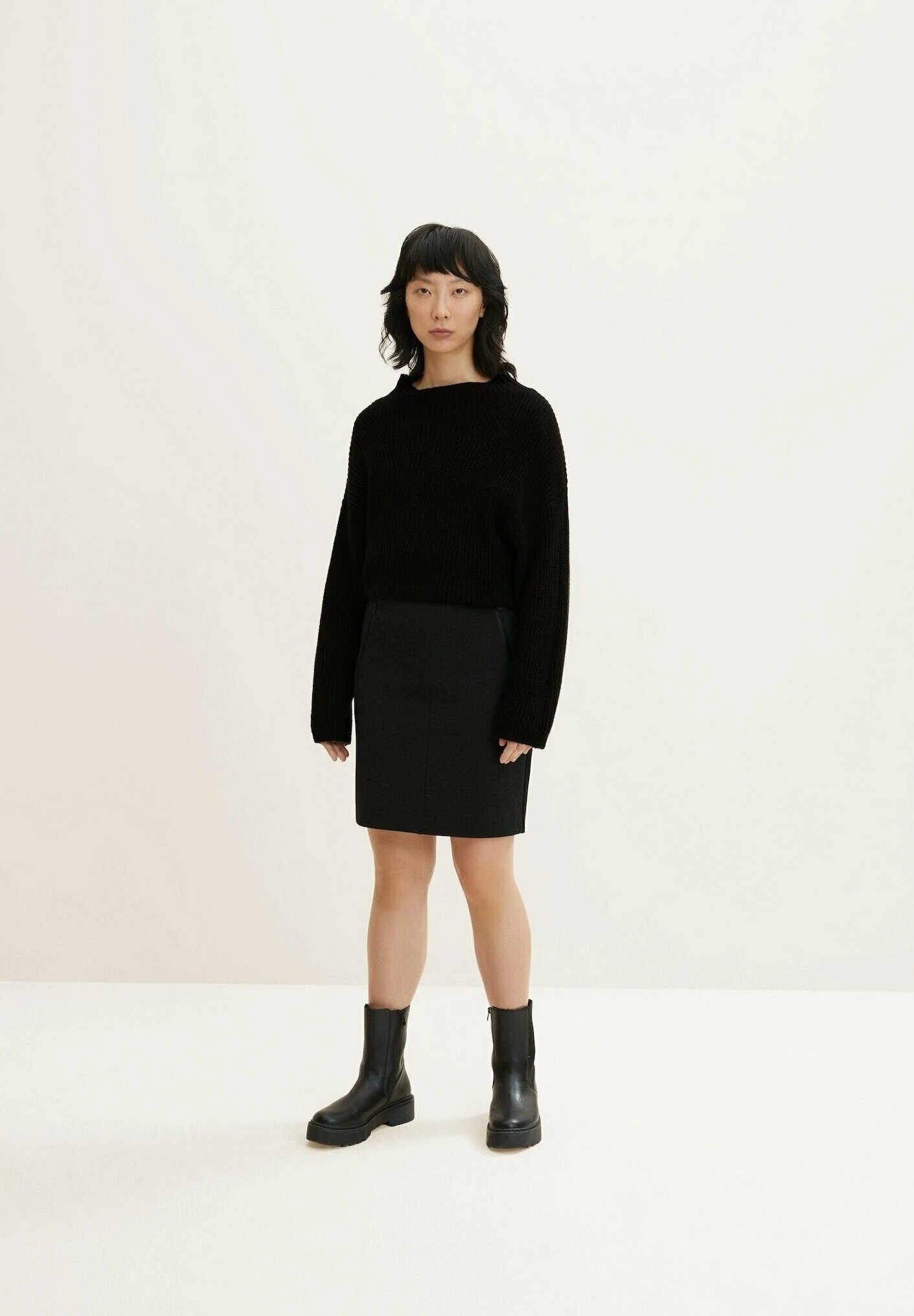 Tom Tailor Basic Mit Taschen - Kokerrok - Evident Anthracite Melange 1 Tom Tailor Basic Mit Taschen - Kokerrok - Evident Anthracite Melange