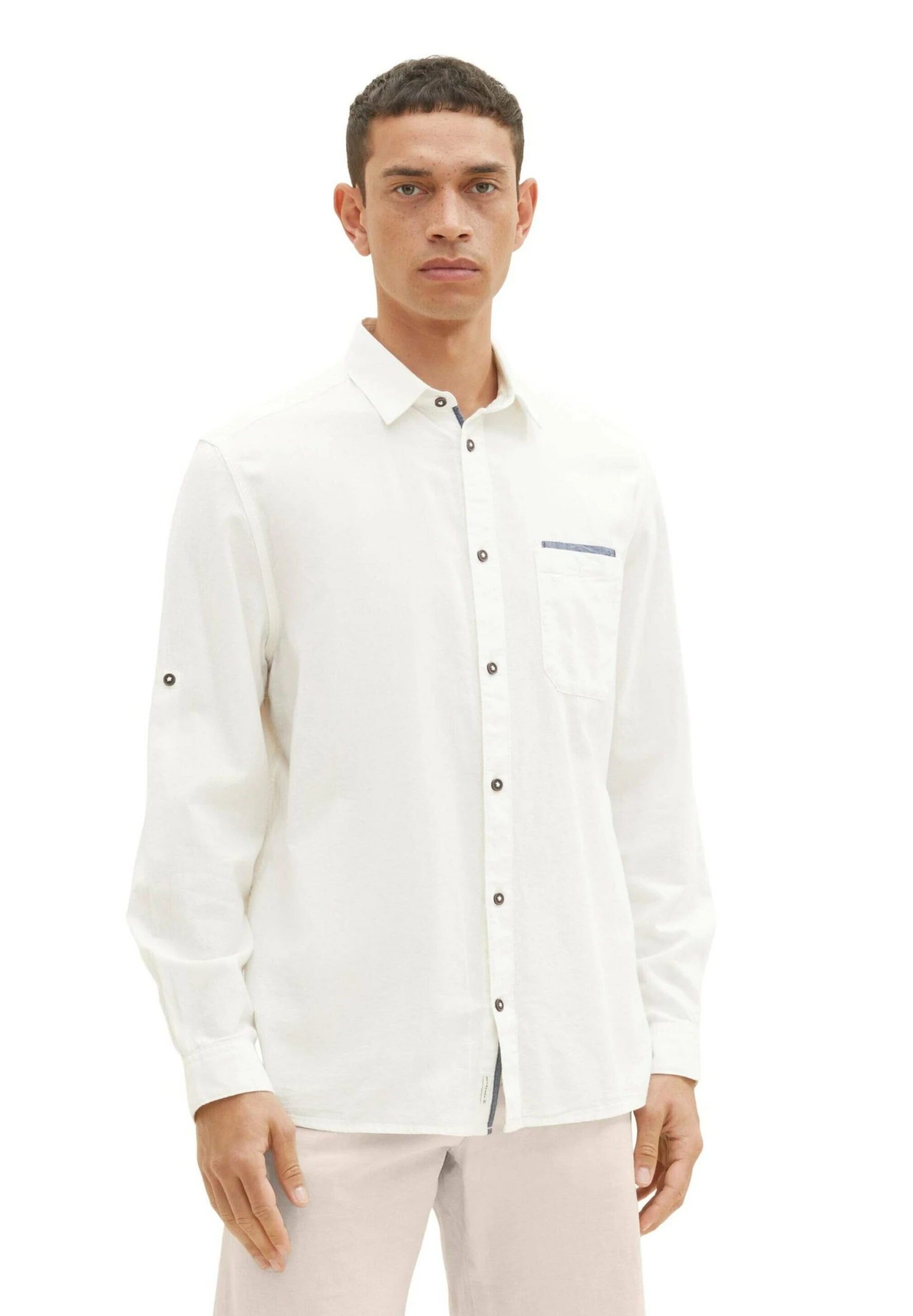 Tom Tailor Mit Brusttasche - Overhemd - Off White 1 Tom Tailor Mit Brusttasche - Overhemd - Off White