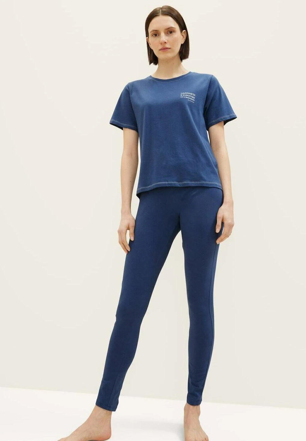 Tom Tailor Bodywear Mit Textprint Set - Pyjama - Blue Dark Solid 1 Tom Tailor Bodywear Mit Textprint Set - Pyjama - Blue Dark Solid