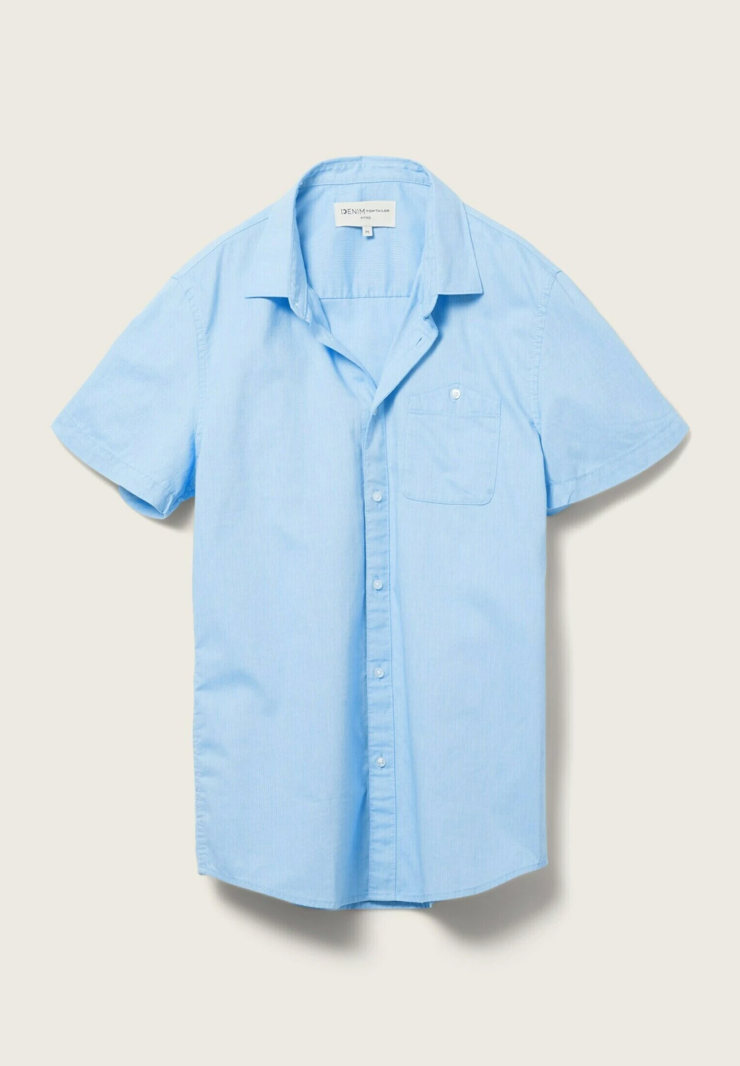 TOM TAILOR Denim Kurzarm Mit Brusttasche - Overhemd - Blue White Structure 9 TOM TAILOR Denim Kurzarm Mit Brusttasche - Overhemd - Blue White Structure - Afbeelding 9