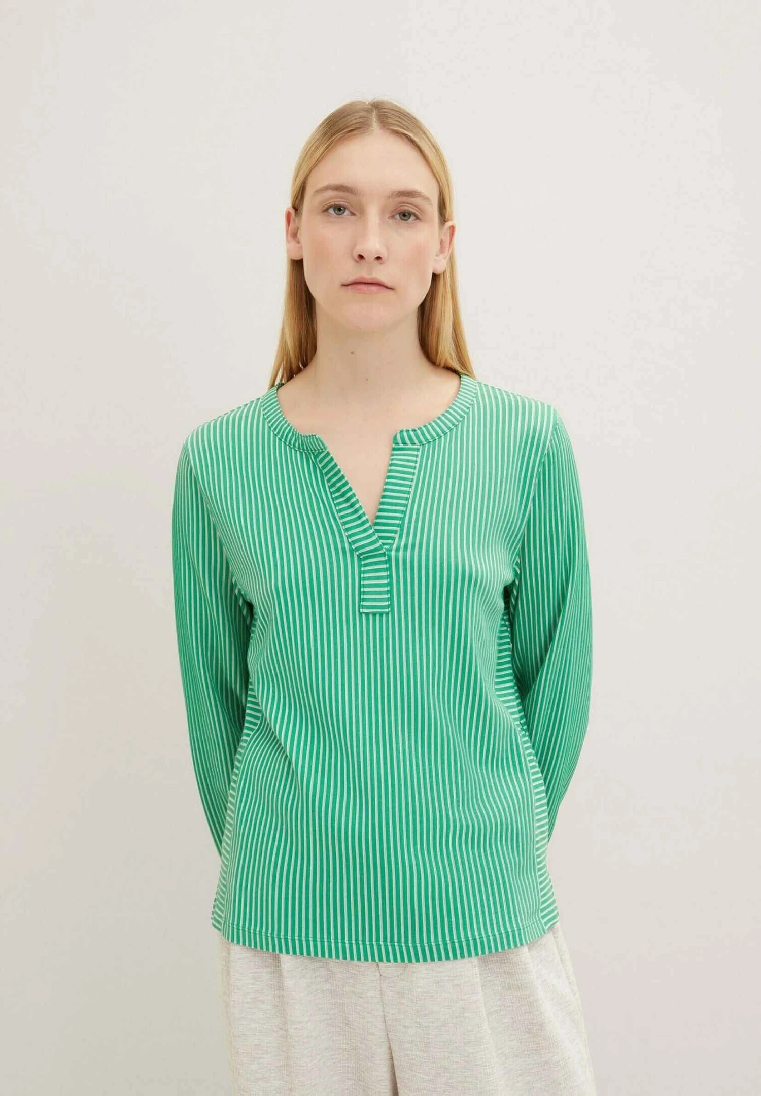 Tom Tailor Stripe - Blouse - Green White Thin Stripe 1 Tom Tailor Stripe - Blouse - Green White Thin Stripe
