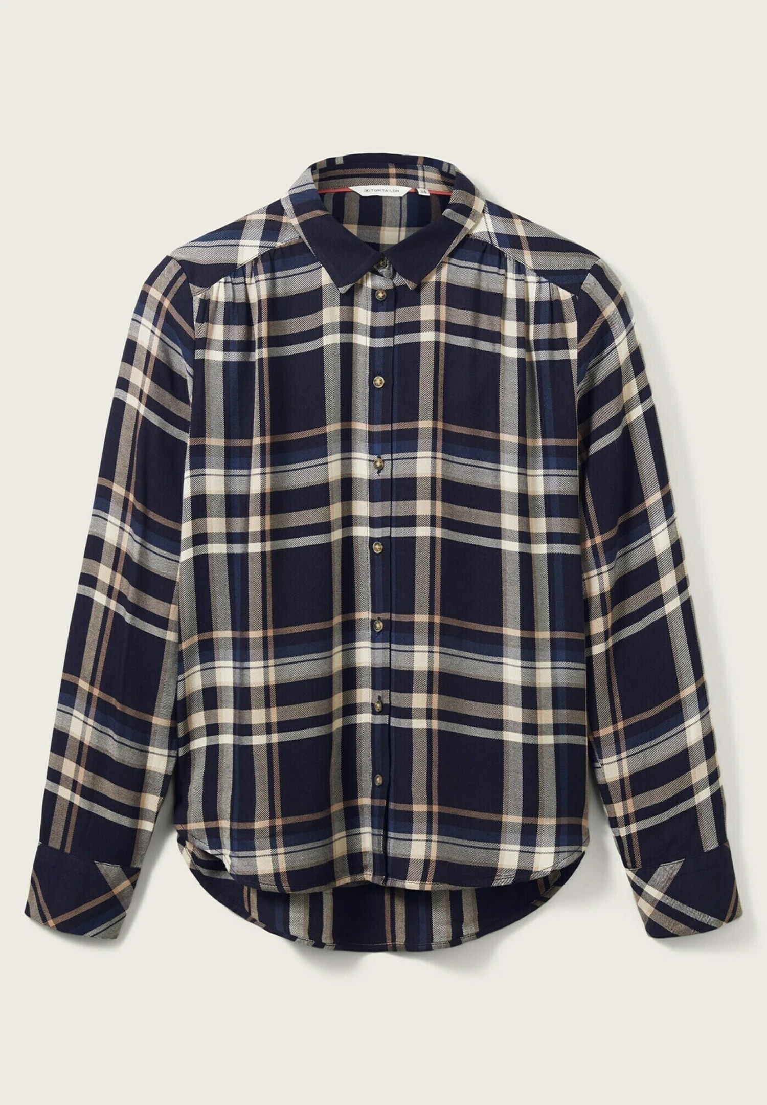 Tom Tailor Overhemdblouse - Navy Blue/Beige Check 8 Tom Tailor Overhemdblouse - Navy Blue/Beige Check - Afbeelding 8