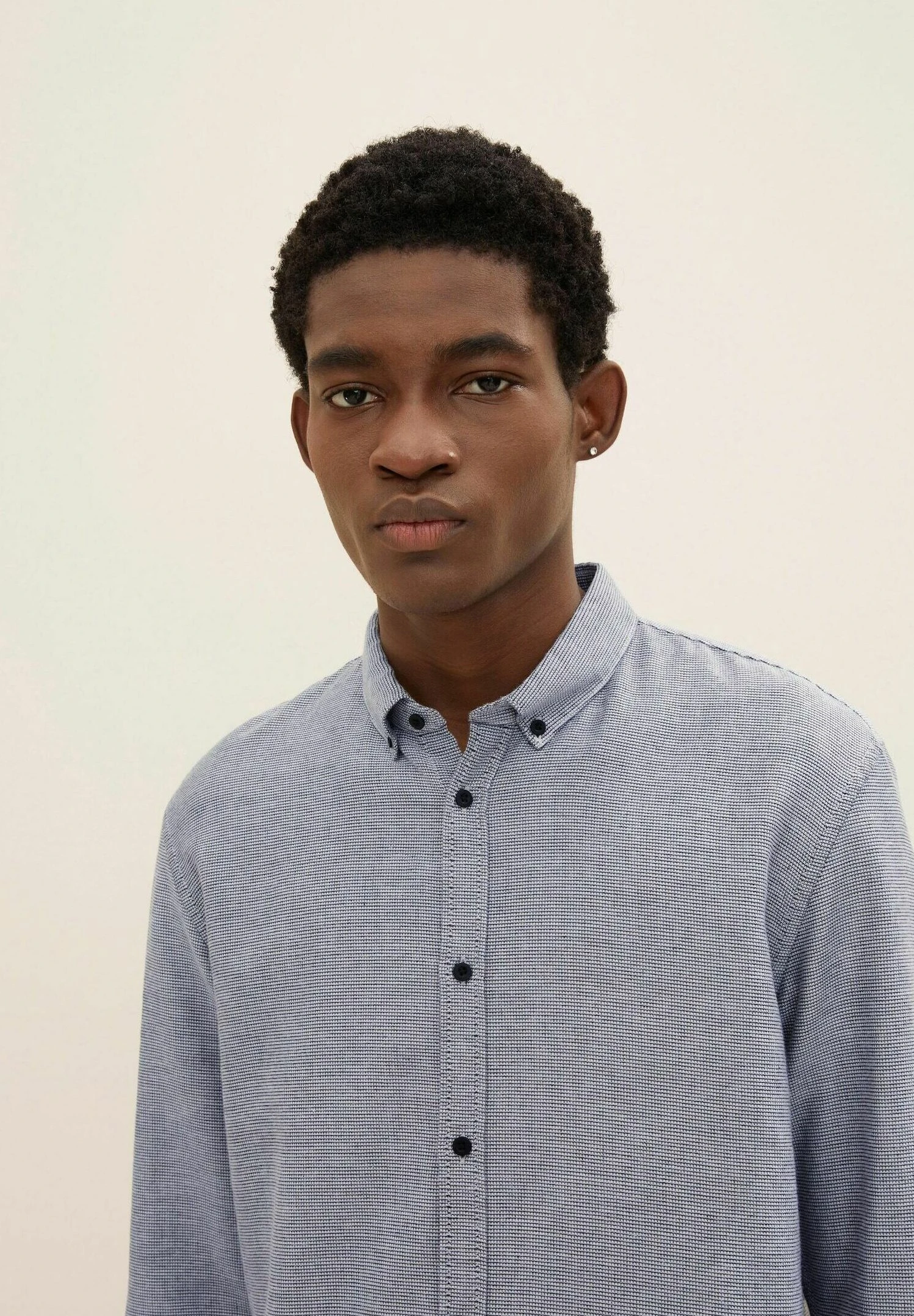 TOM TAILOR Denim Mit Struktur - Overhemd - Light Beige Black Structure 4 TOM TAILOR Denim Mit Struktur - Overhemd - Light Beige Black Structure - Afbeelding 4