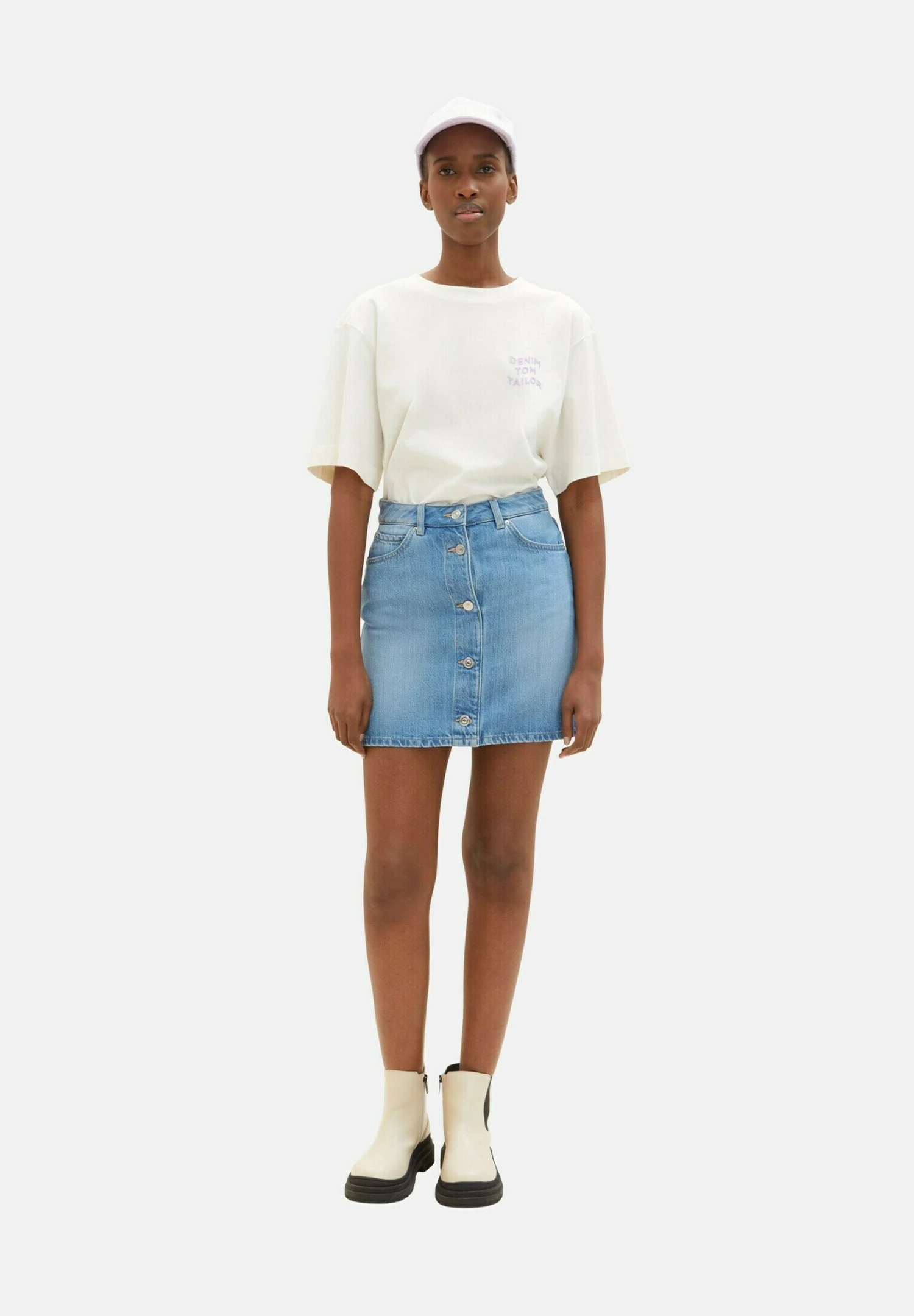 TOM TAILOR Denim A-Lijn Rok - Light Stone Bright Blue Denim 4 TOM TAILOR Denim A-Lijn Rok - Light Stone Bright Blue Denim - Afbeelding 4