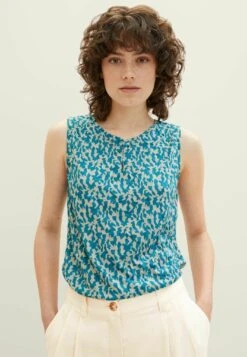 Tom Tailor In Knitteroptik - Blouse - Petrol Small Abstract Design