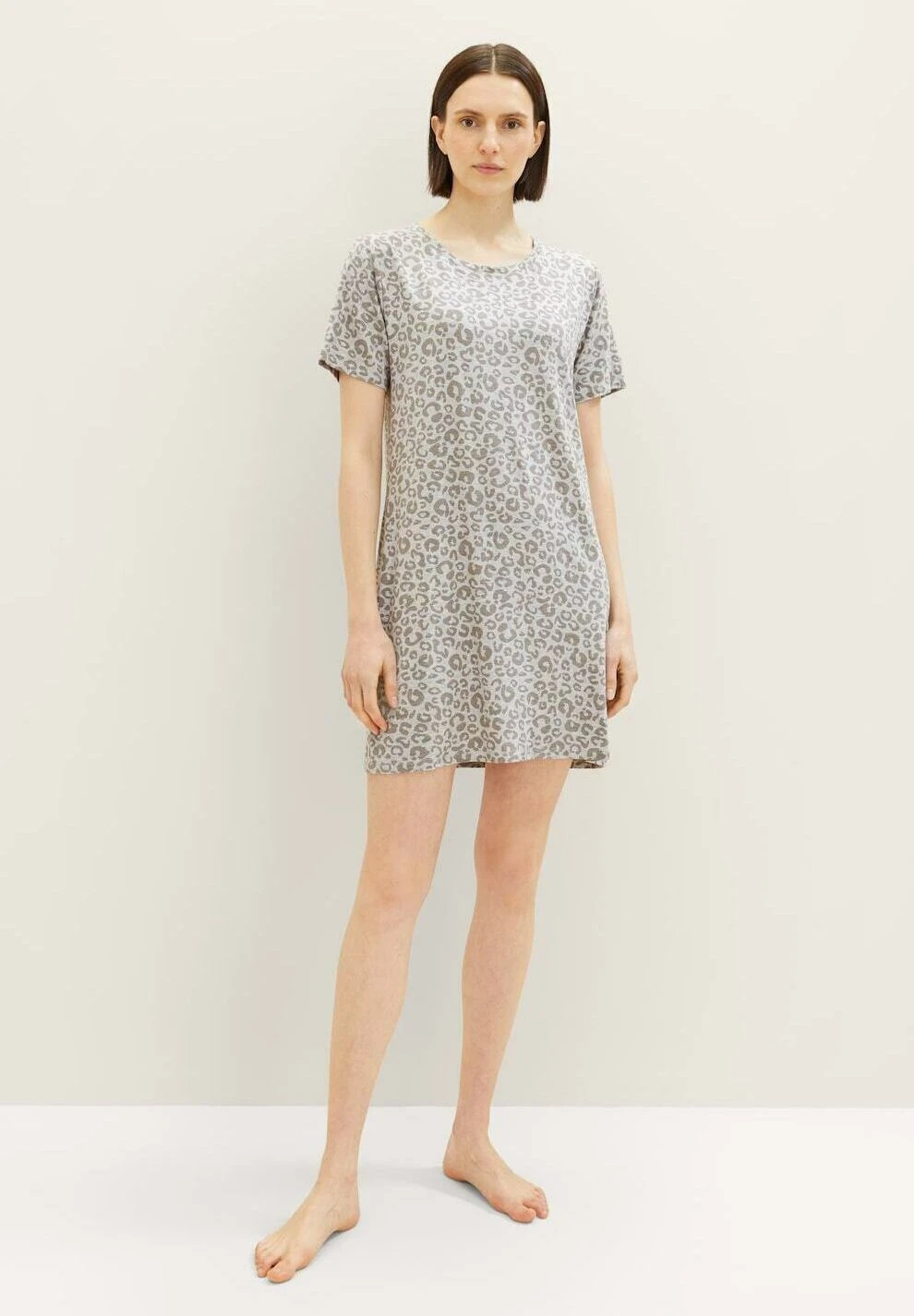 Tom Tailor Wear Mit Leo-Print - Nachtjapon - Grey Medium Allover 1 Tom Tailor Wear Mit Leo-Print - Nachtjapon - Grey Medium Allover