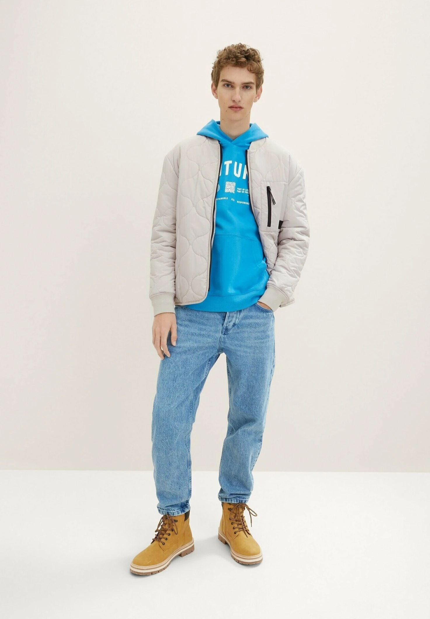 TOM TAILOR Denim Mit Textprint - Hoodie - Sublime Teal Blue 2 TOM TAILOR Denim Mit Textprint - Hoodie - Sublime Teal Blue - Afbeelding 2