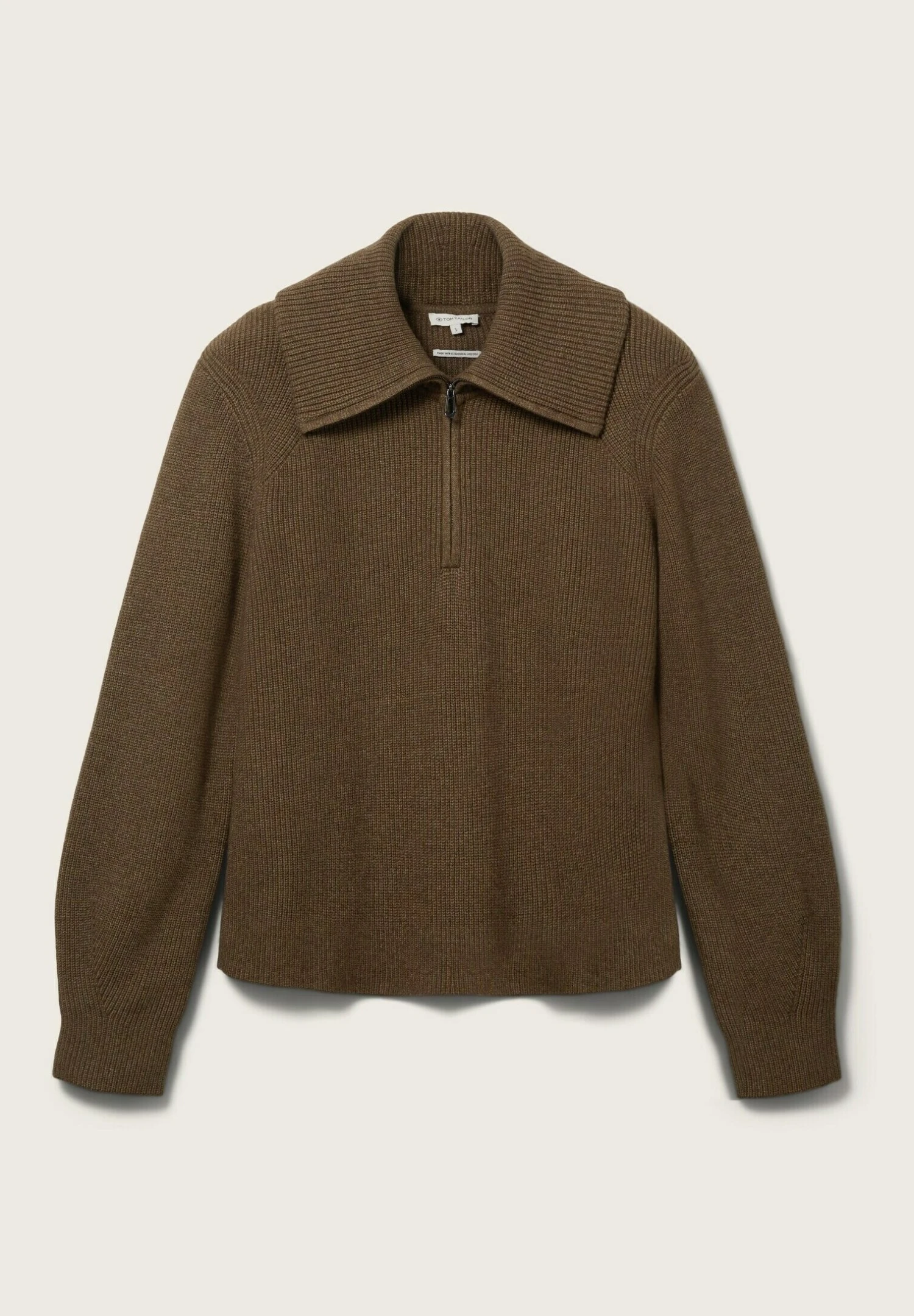 Tom Tailor Mit Troyer Kragen - Trui - Tarmac Khaki Melange 9 Tom Tailor Mit Troyer Kragen - Trui - Tarmac Khaki Melange - Afbeelding 9