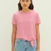 TOM TAILOR Denim Mit Knotendetail - T-Shirt Print - Pink Print