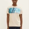 Tom Tailor Mit Print  - T-Shirt Print - Caramel Beige Fine Stripe
