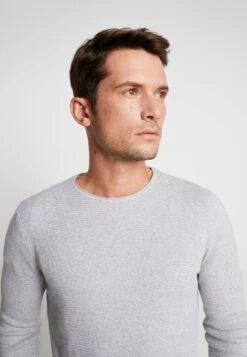 TOM TAILOR Denim Zigzag Structured Crewneck - Trui - Lava Stone Grey Melange -Tom Tailor d3d5607b52744577bc743056936389ed