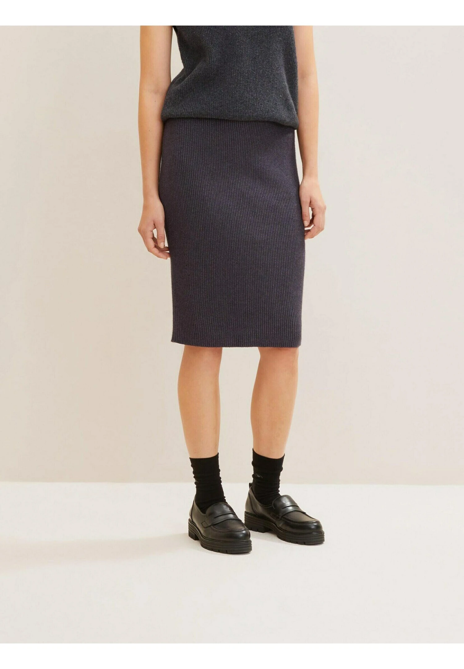 Tom Tailor Mit Rippstruktur - Kokerrok - Evident Anthracite Melange 1 Tom Tailor Mit Rippstruktur - Kokerrok - Evident Anthracite Melange