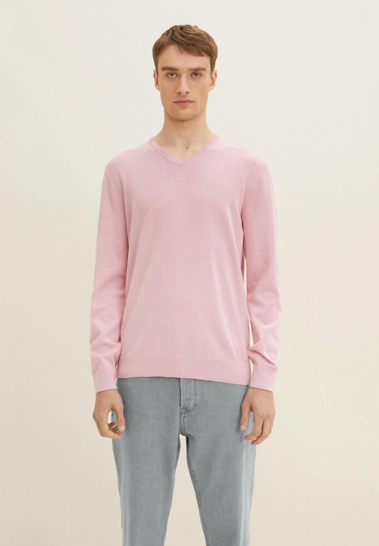 Tom Tailor Basic V Neck - Trui - Rose Melange 1 Tom Tailor Basic V Neck - Trui - Rose Melange