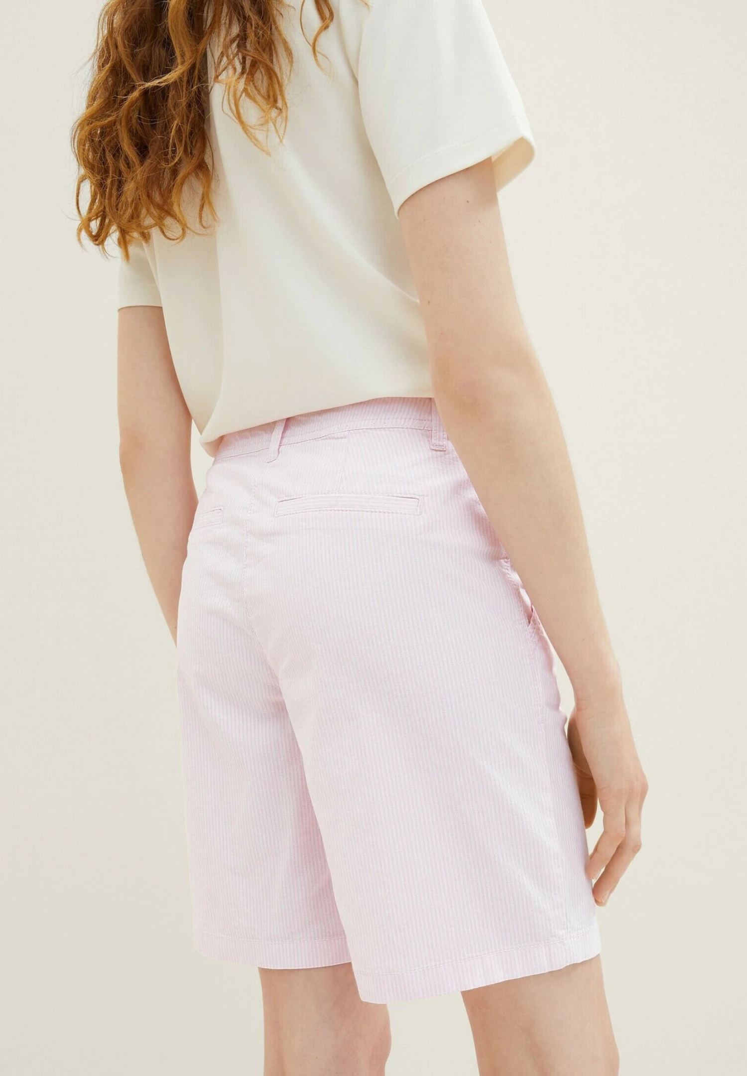 Tom Tailor Bermuda - Shorts - Offwhite Pink Stripe 4 Tom Tailor Bermuda - Shorts - Offwhite Pink Stripe - Afbeelding 4