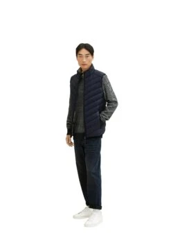 Tom Tailor Trui - Navy White Knit Structure