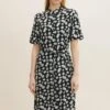 TOM TAILOR Denim Midi- Blousejurk - Black Daisy Print