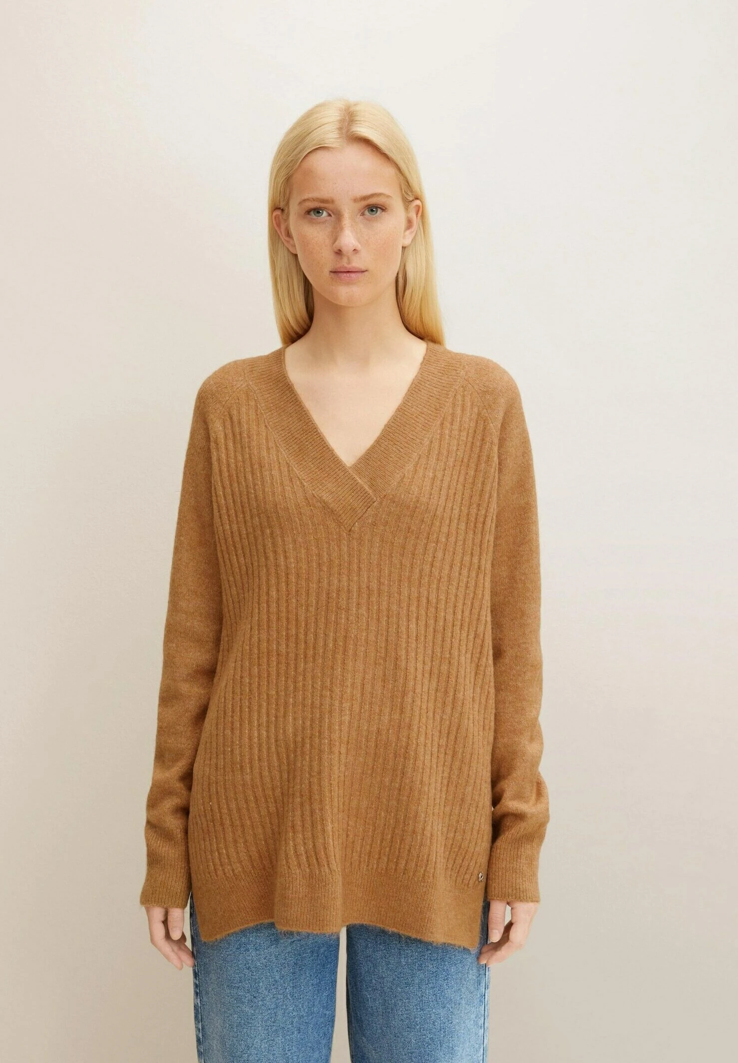 TOM TAILOR Denim Langer- Trui - Hay Beige Melange 1 TOM TAILOR Denim Langer- Trui - Hay Beige Melange