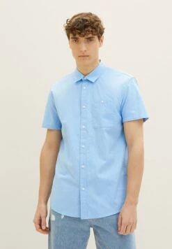 TOM TAILOR Denim Kurzarm Mit Brusttasche  - Overhemd - Blue White Structure