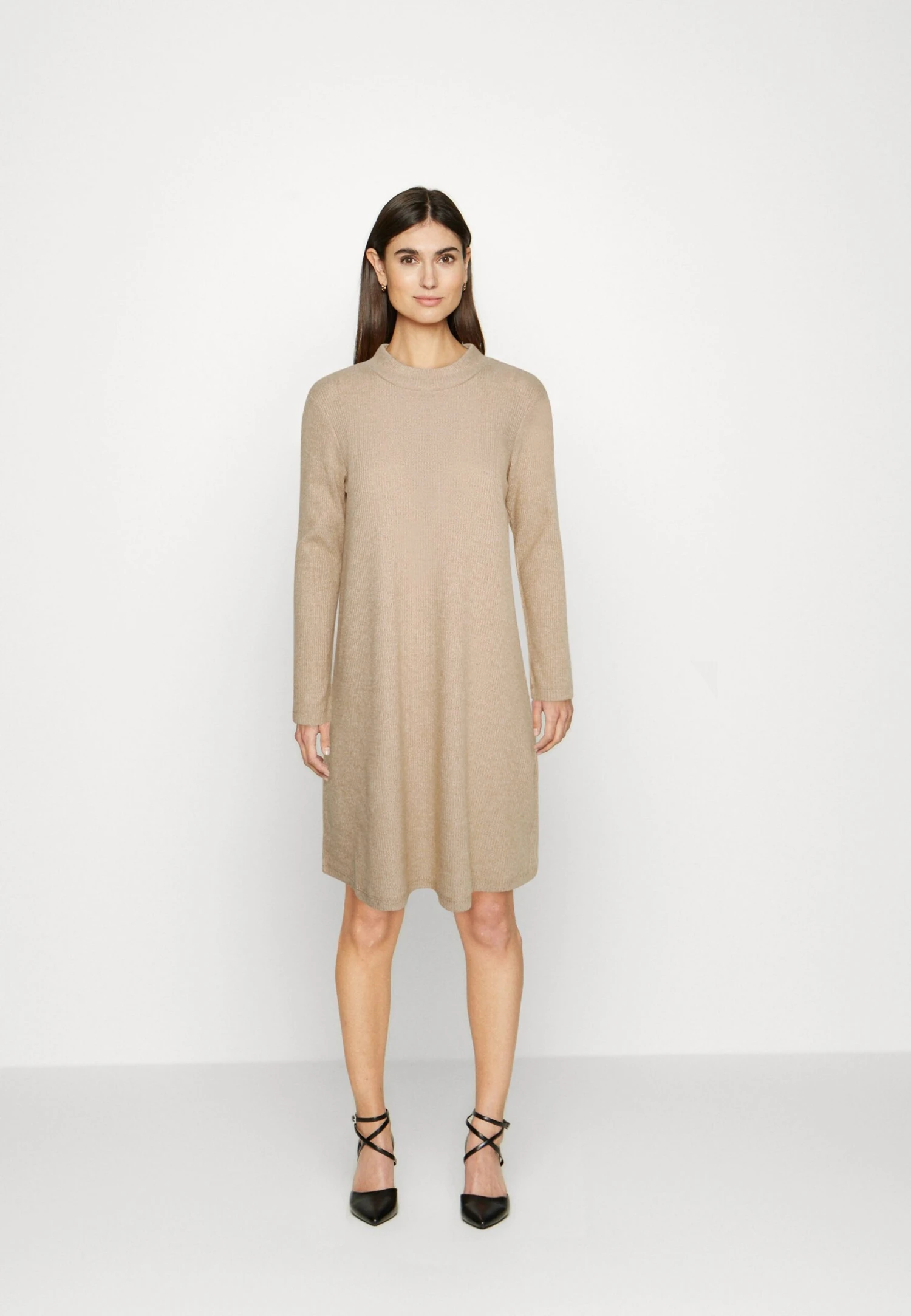 TOM TAILOR Denim Dress Cosy A Line - Gebreide Jurk - Light Sand Beige Melange 2 TOM TAILOR Denim Dress Cosy A Line - Gebreide Jurk - Light Sand Beige Melange - Afbeelding 2