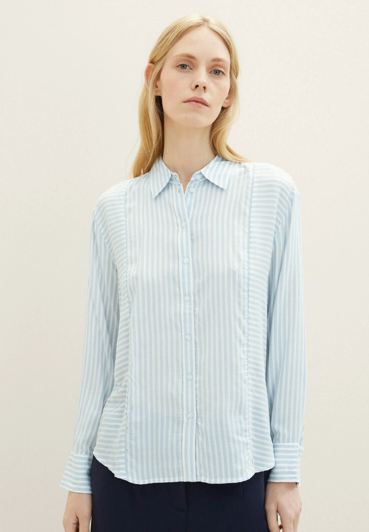 Tom Tailor Overhemdblouse - Blue Offwhite Stripe 1 Tom Tailor Overhemdblouse - Blue Offwhite Stripe