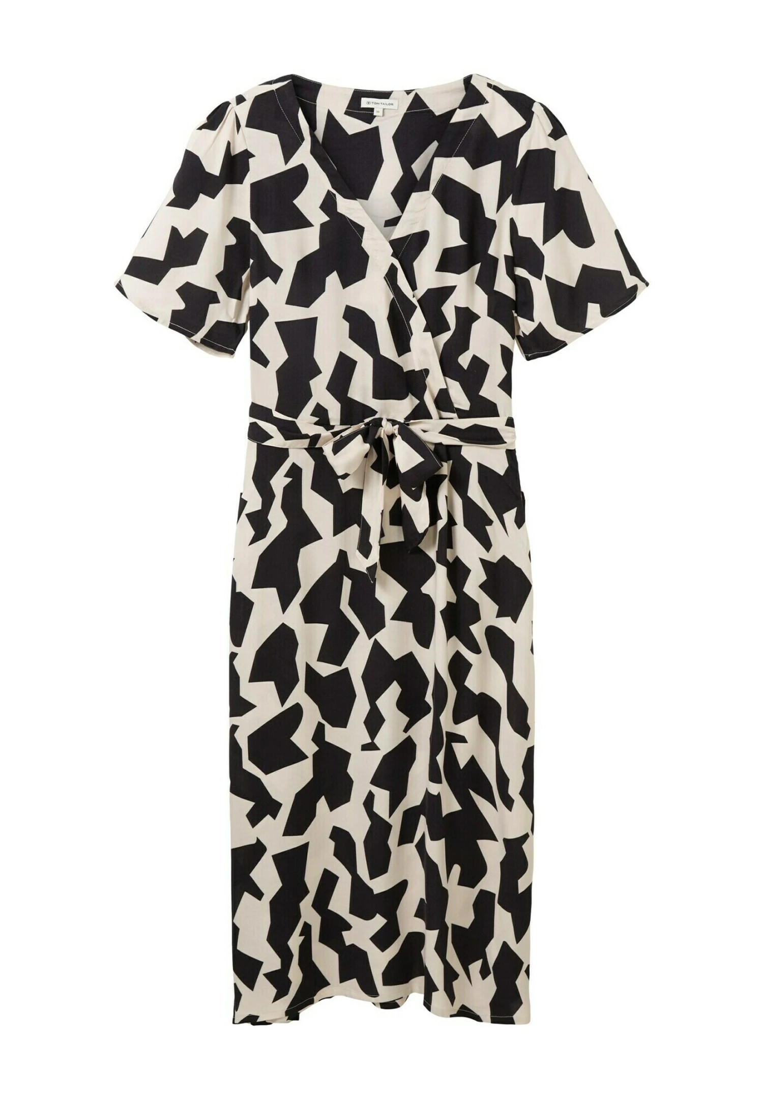 Tom Tailor Gemustertes Midi - Jurk - Black Big Abstract Design 5 Tom Tailor Gemustertes Midi - Jurk - Black Big Abstract Design - Afbeelding 5