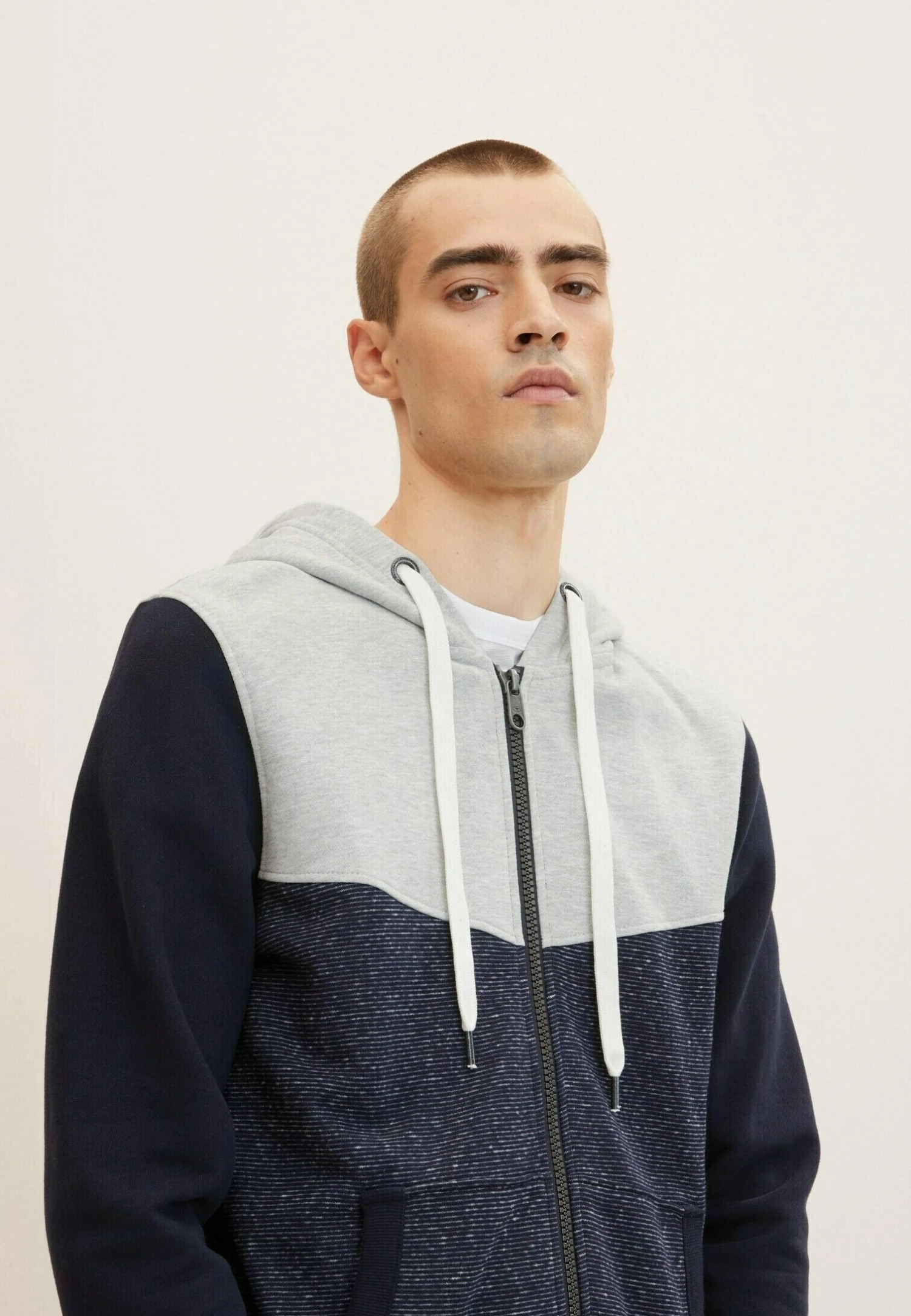 Tom Tailor Hoodie - Navy Offwhite Inject Stripe 4 Tom Tailor Hoodie - Navy Offwhite Inject Stripe - Afbeelding 4