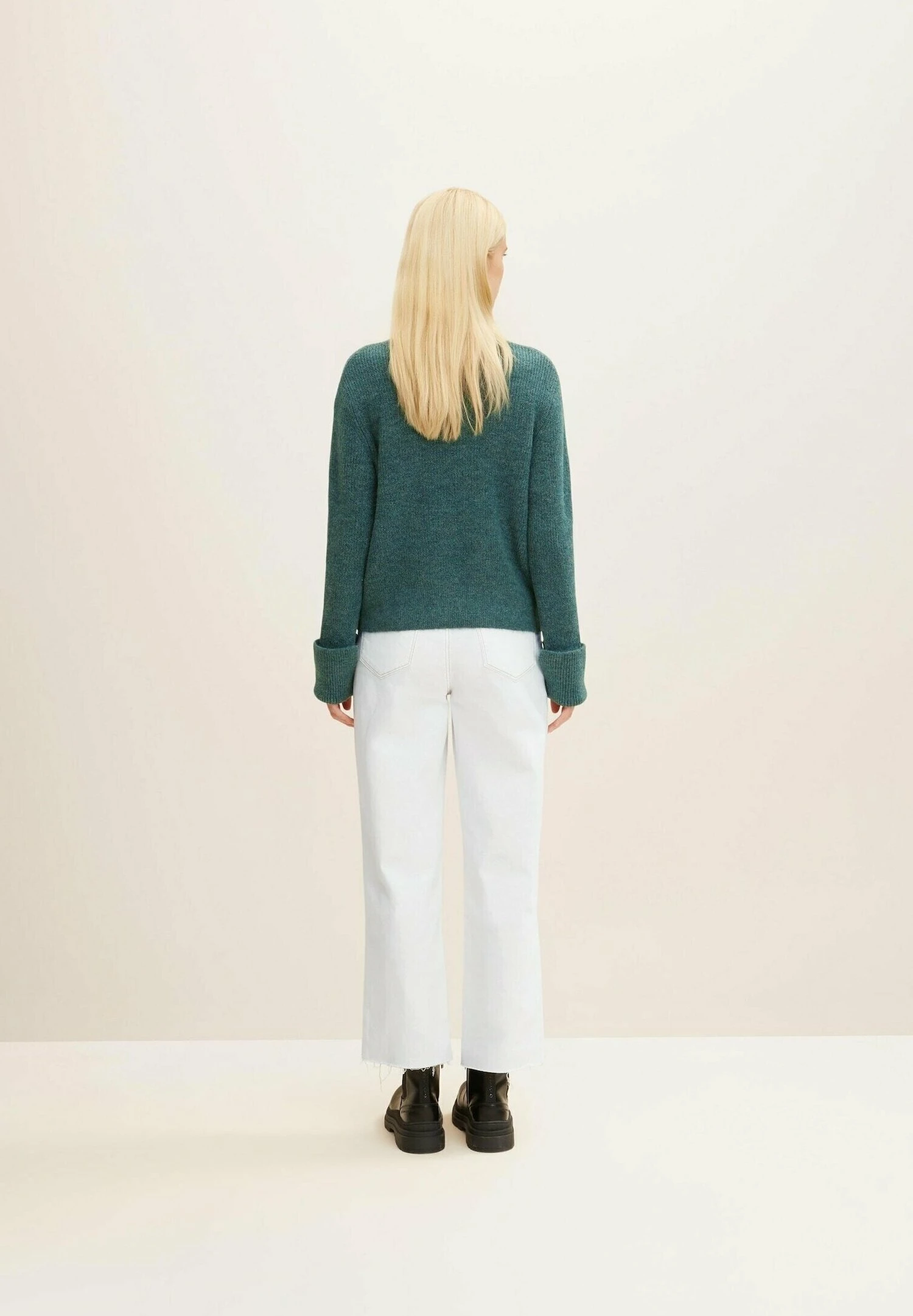 TOM TAILOR Denim Cosy Mock Neck - Trui - Green Dust Melange 8 TOM TAILOR Denim Cosy Mock Neck - Trui - Green Dust Melange - Afbeelding 8