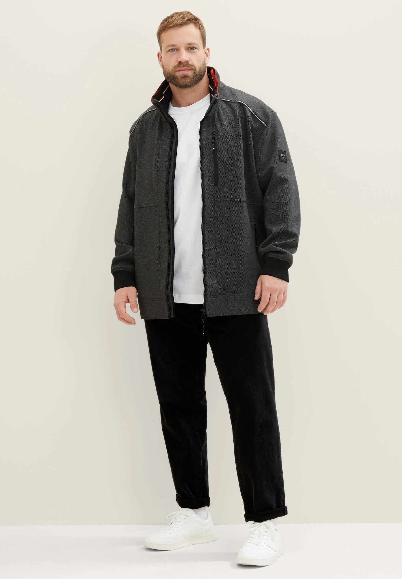 Tom Tailor Plus Mit Verdeckter Kapuze - Jas - Anthracite Knitted Structure 2 Tom Tailor Plus Mit Verdeckter Kapuze - Jas - Anthracite Knitted Structure - Afbeelding 2