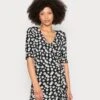 TOM TAILOR Denim Printed Wrap Dress - Jurk - Black Daisy