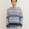 Tom Tailor Jacquard - Trui - Grey Navy Allover Jacquard