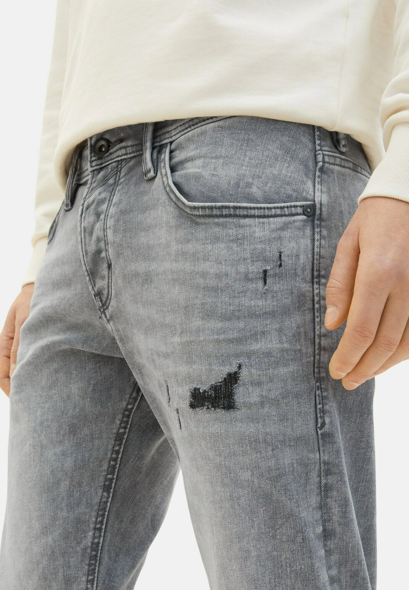 TOM TAILOR Denim Piers Slim- Slim Fit Jeans - Used Light Stone Grey Denim 4 TOM TAILOR Denim Piers Slim- Slim Fit Jeans - Used Light Stone Grey Denim - Afbeelding 4