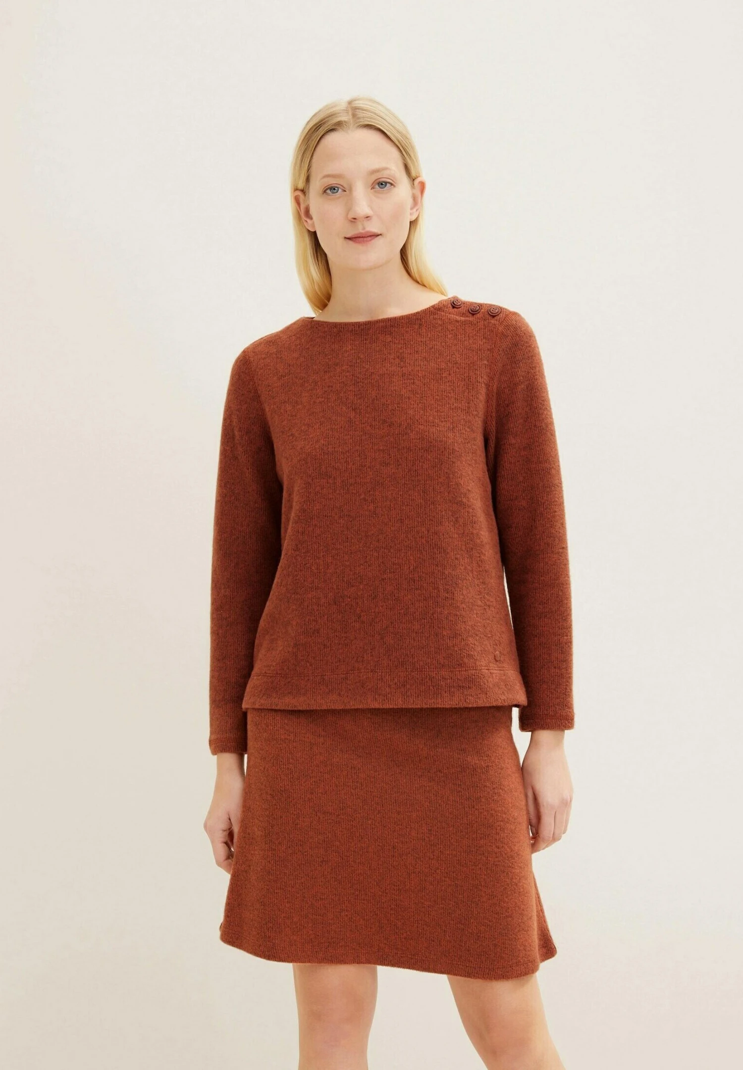 Tom Tailor Cozy - Trui - Canyon Sunset Red Melange 1 Tom Tailor Cozy - Trui - Canyon Sunset Red Melange