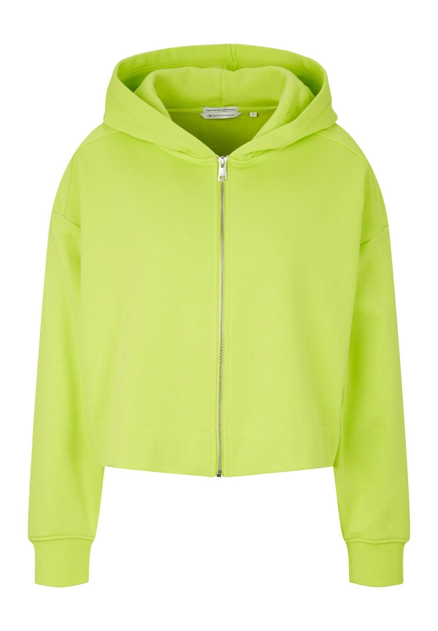 TOM TAILOR Denim Cropped - Sweater Met Rits - Neon Lime 5 TOM TAILOR Denim Cropped - Sweater Met Rits - Neon Lime - Afbeelding 5