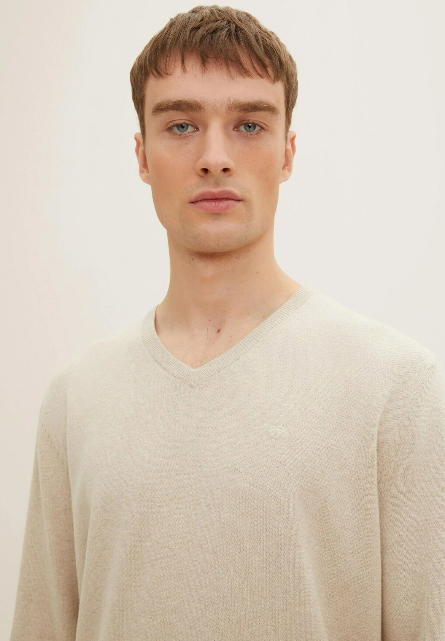 Tom Tailor Basic V Neck - Trui - Cargo Beige Melange 4 Tom Tailor Basic V Neck - Trui - Cargo Beige Melange - Afbeelding 4