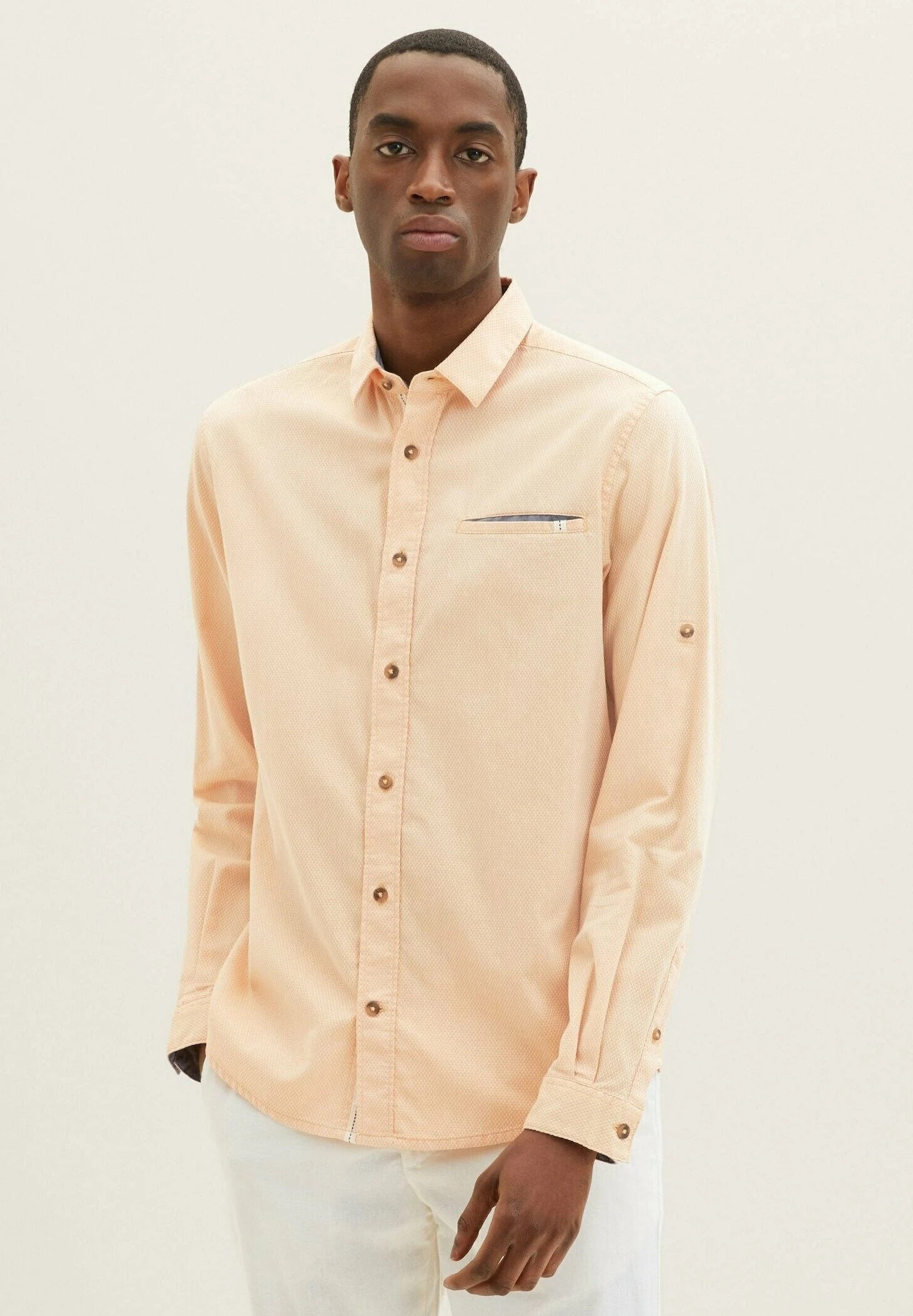 Tom Tailor Mit Struktur - Overhemd - Orange White Squared Structure 11 Tom Tailor Mit Struktur - Overhemd - Orange White Squared Structure - Afbeelding 11