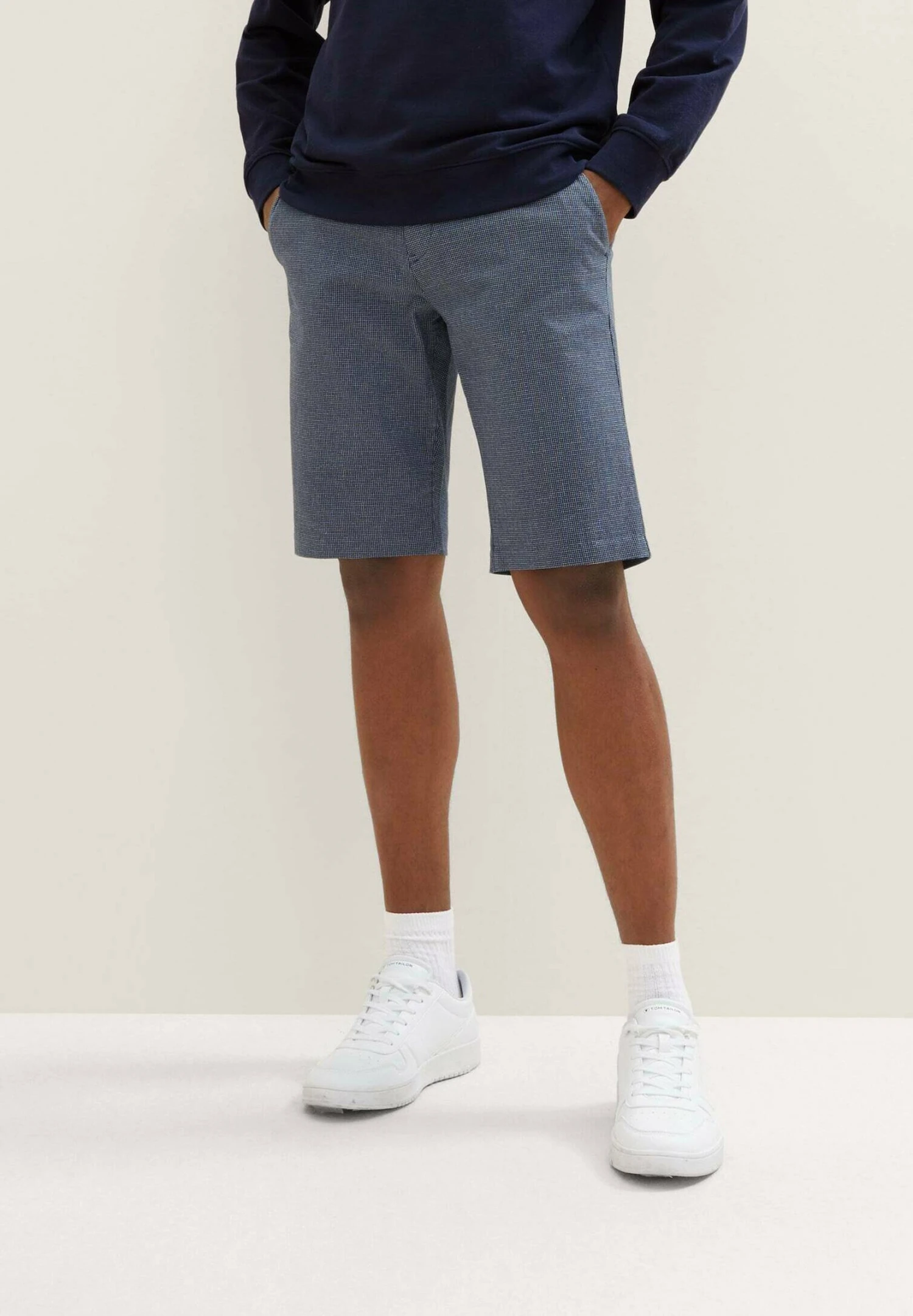 Tom Tailor Bermuda - Shorts - Navy White Yarn Dye Check 5 Tom Tailor Bermuda - Shorts - Navy White Yarn Dye Check - Afbeelding 5
