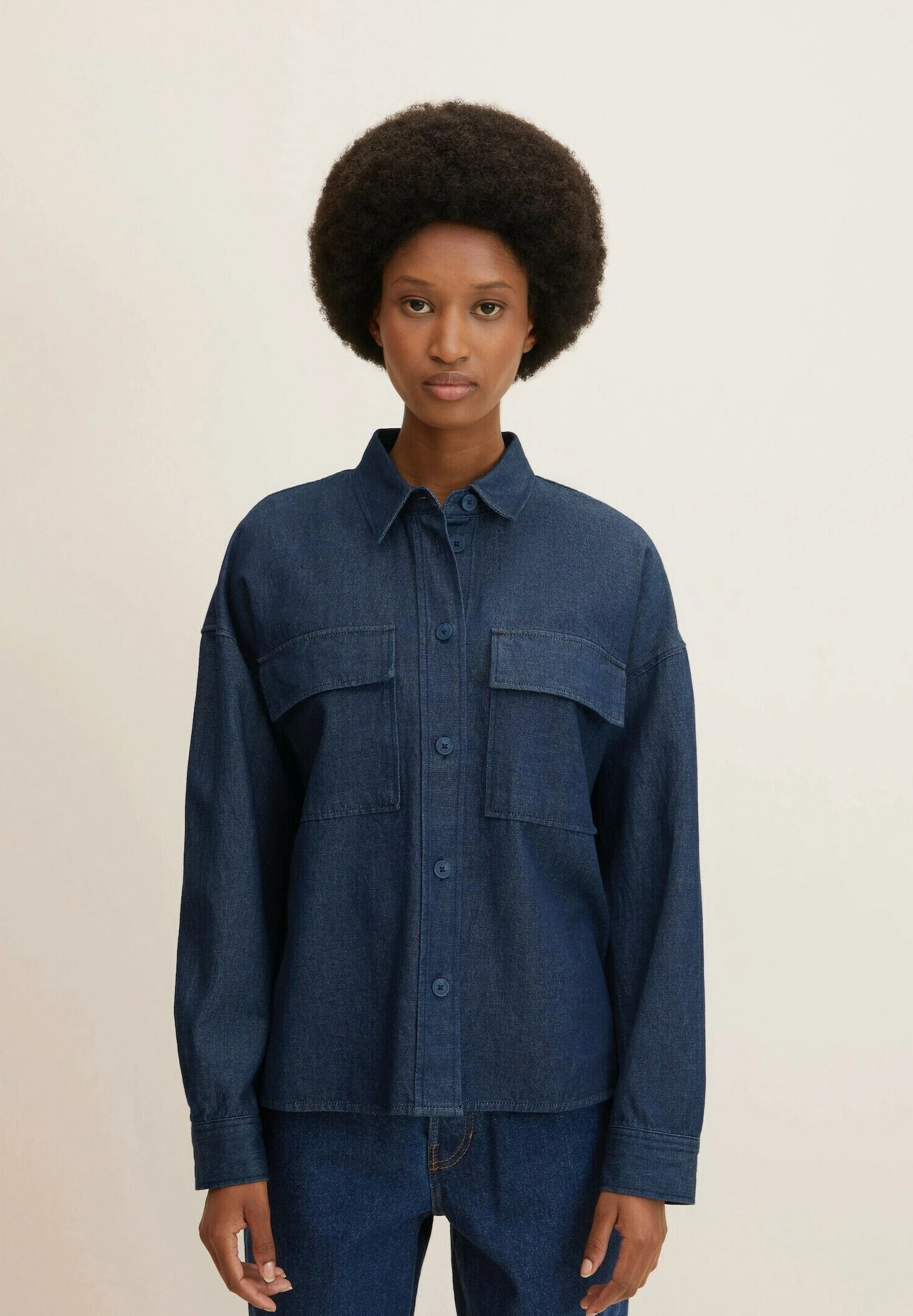 Tom Tailor Loose Fit- Overhemdblouse - Blue Denim 1 Tom Tailor Loose Fit- Overhemdblouse - Blue Denim