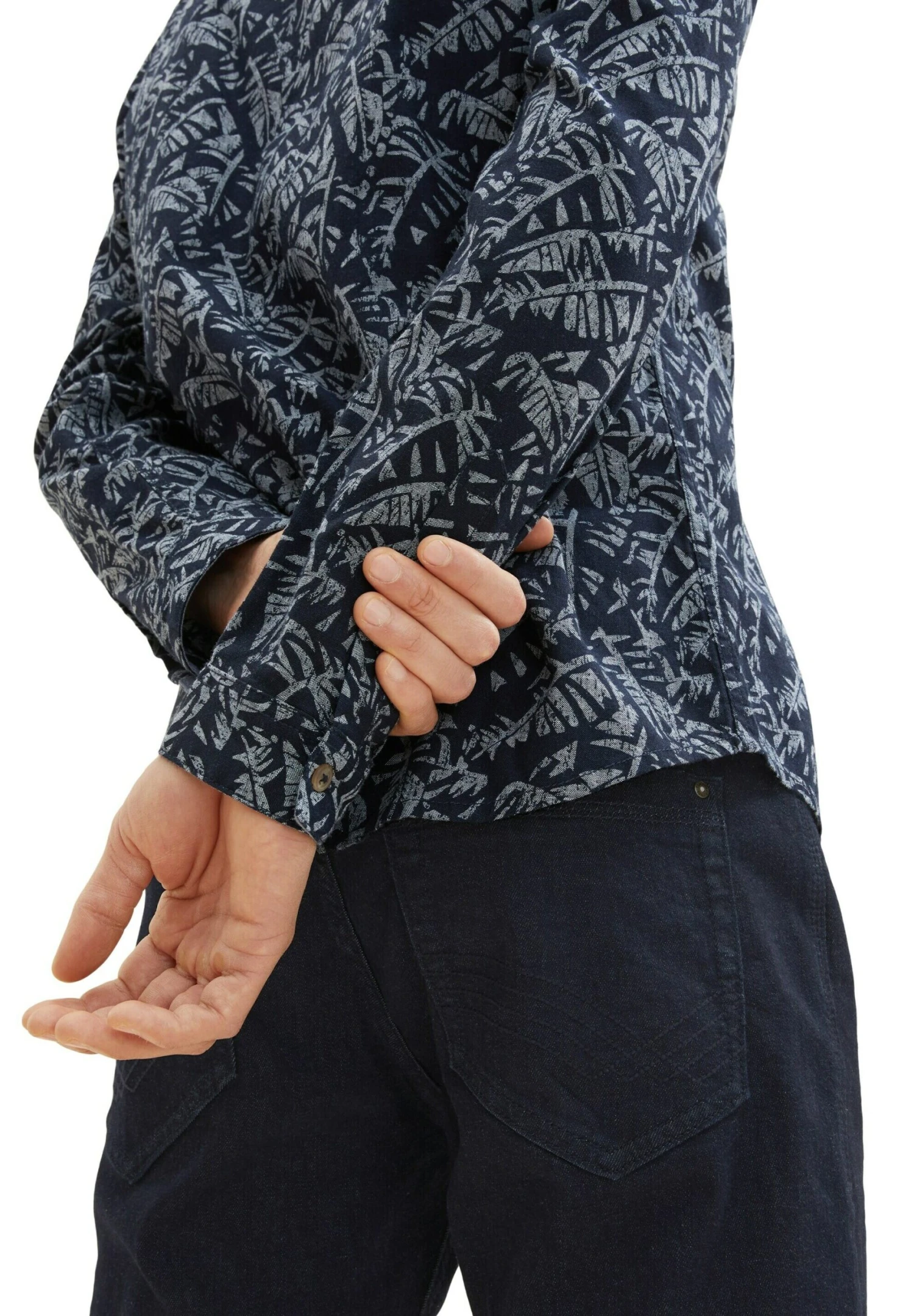 Tom Tailor Mit Stehkragen - Overhemd - Navy Tonal Big Leaf Design 4 Tom Tailor Mit Stehkragen - Overhemd - Navy Tonal Big Leaf Design - Afbeelding 4