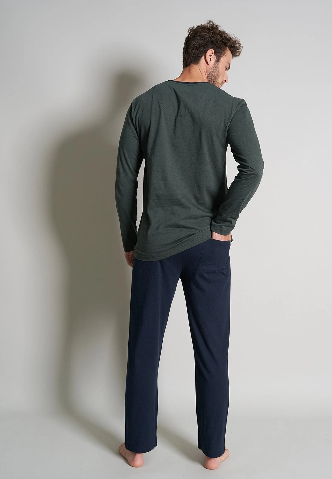 Tom Tailor V-Ausschn Set - Pyjama - Grün Dunkel Ringel 2 Tom Tailor V-Ausschn Set - Pyjama - Grün Dunkel Ringel - Afbeelding 2