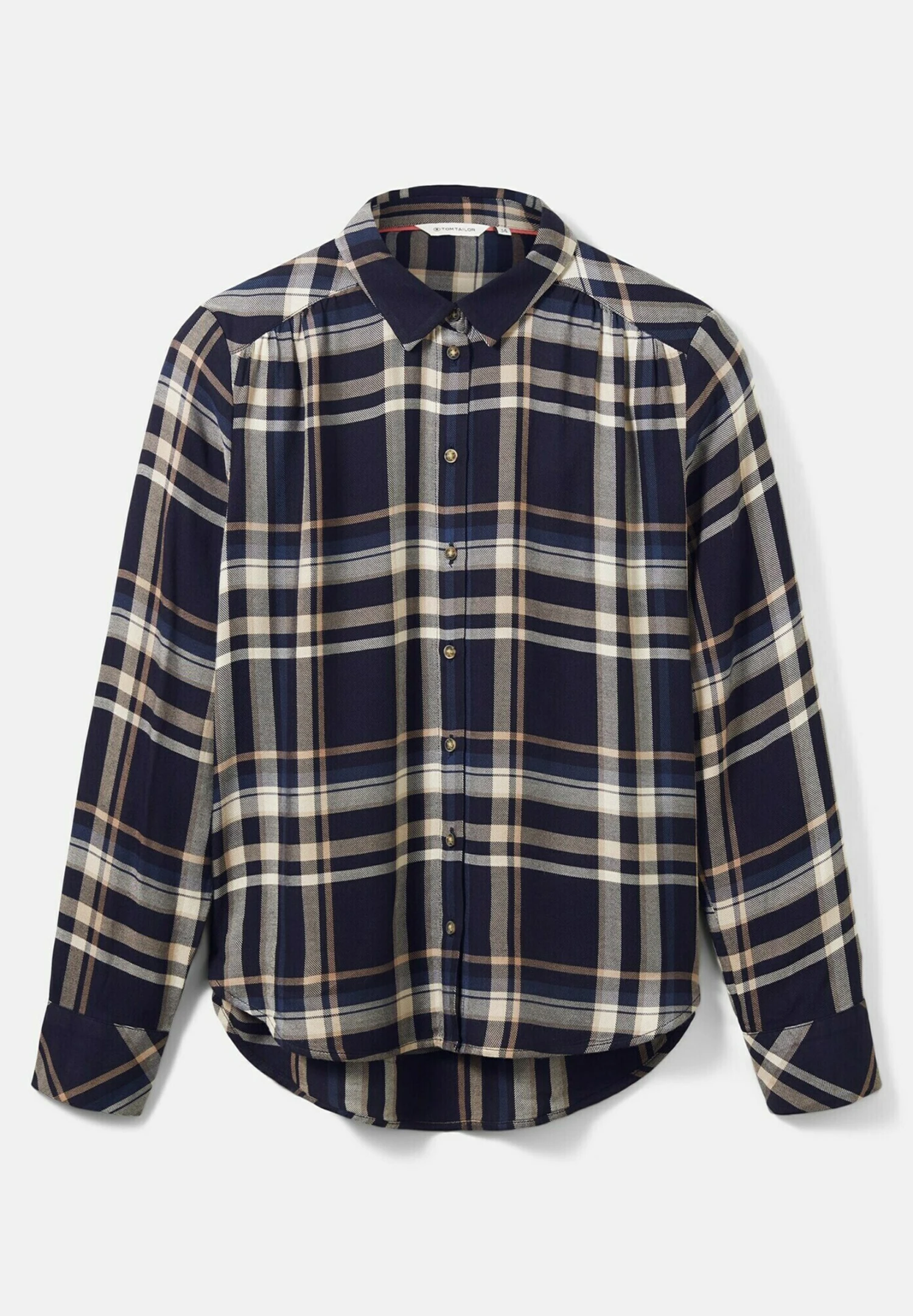 Tom Tailor Overhemdblouse - Navy Blue/Beige Check 7 Tom Tailor Overhemdblouse - Navy Blue/Beige Check - Afbeelding 7