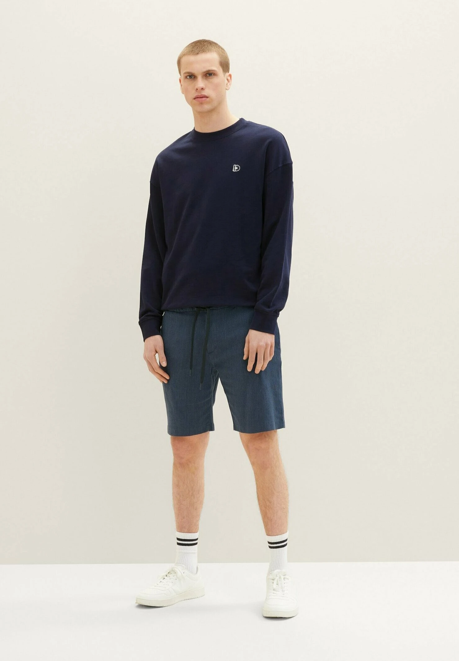 TOM TAILOR Denim Shorts - Navy Blue Structure 2 TOM TAILOR Denim Shorts - Navy Blue Structure - Afbeelding 2