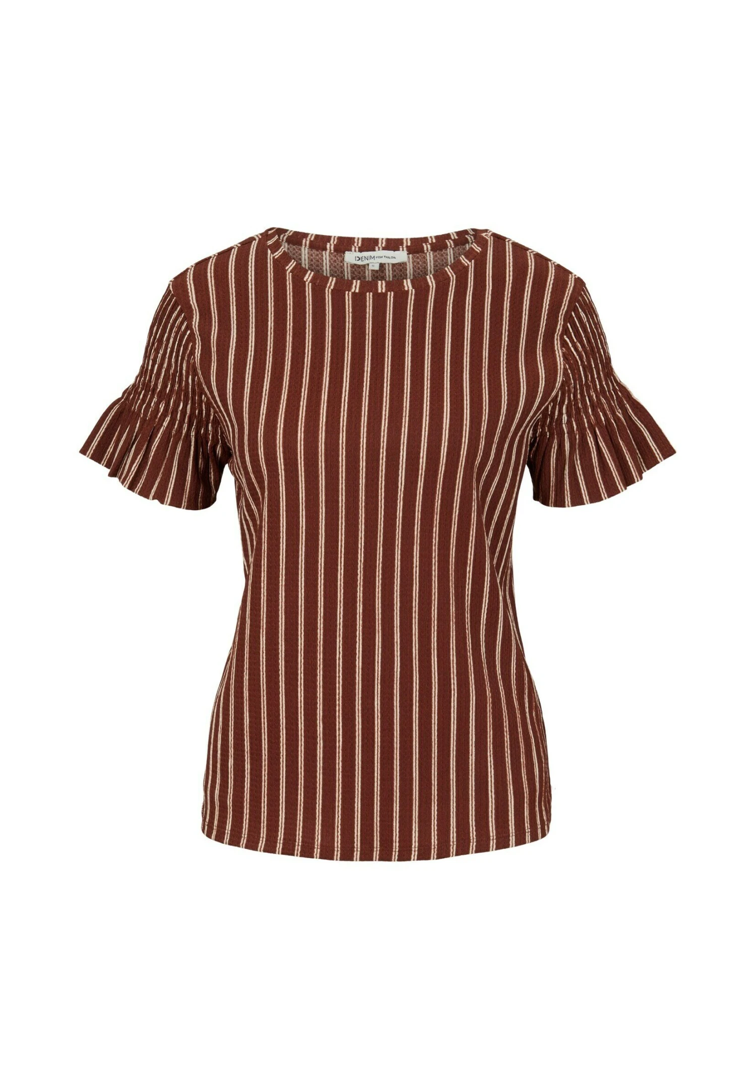 TOM TAILOR Denim Gestreiftes- T-Shirt Print - Brown/Beige Stripe 5 TOM TAILOR Denim Gestreiftes- T-Shirt Print - Brown/Beige Stripe - Afbeelding 5