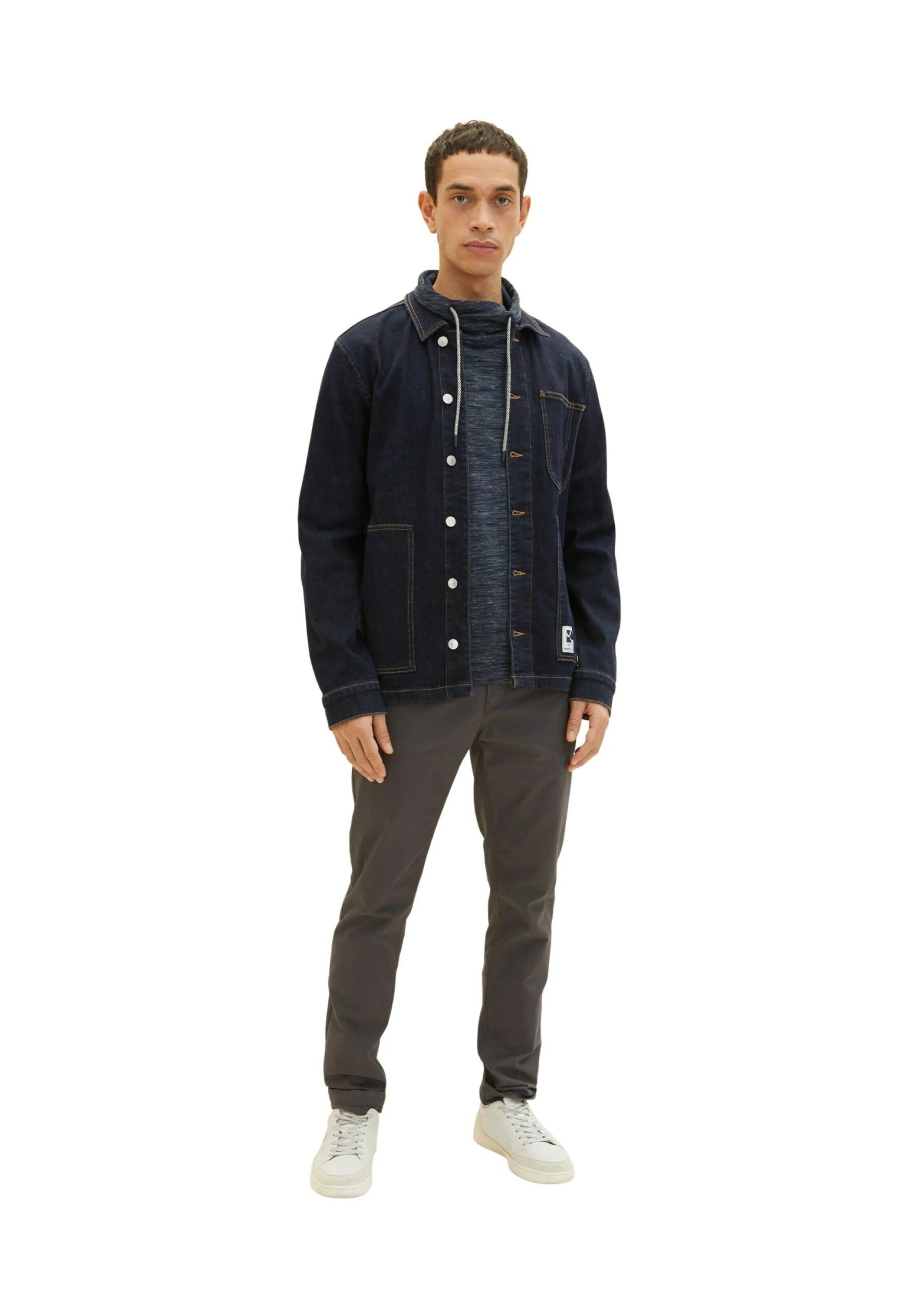 Tom Tailor Langarm Mit Snood - Sweater - Navy Vintage Beige Inject 1 Tom Tailor Langarm Mit Snood - Sweater - Navy Vintage Beige Inject