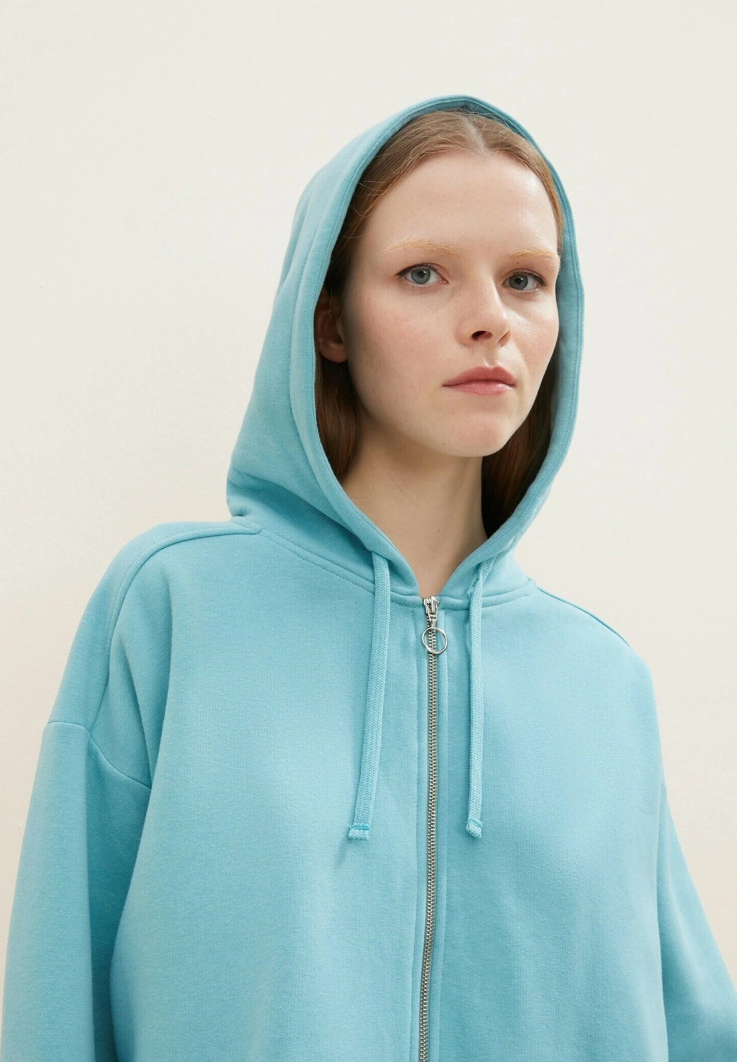 TOM TAILOR Denim Mit K - Sweater Met Rits - Bright Reef Blue 4 TOM TAILOR Denim Mit K - Sweater Met Rits - Bright Reef Blue - Afbeelding 4