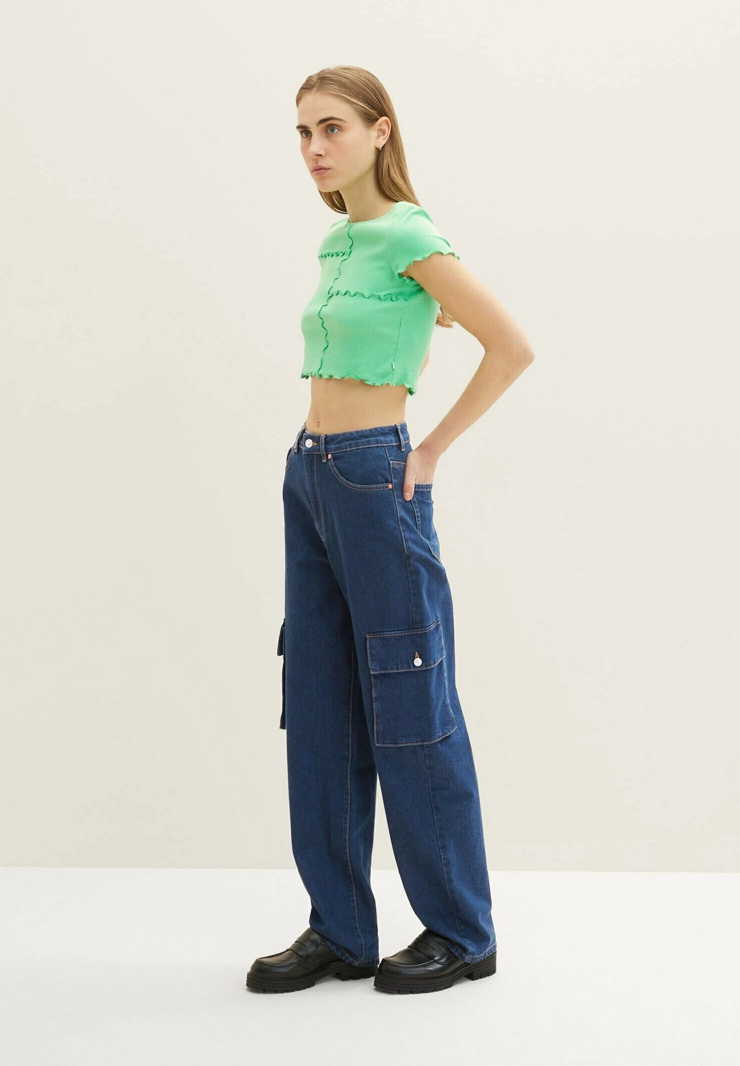 TOM TAILOR Denim Baggy - Straight Leg Jeans - Clean Dark Stone Blue Denim 5 TOM TAILOR Denim Baggy - Straight Leg Jeans - Clean Dark Stone Blue Denim - Afbeelding 5