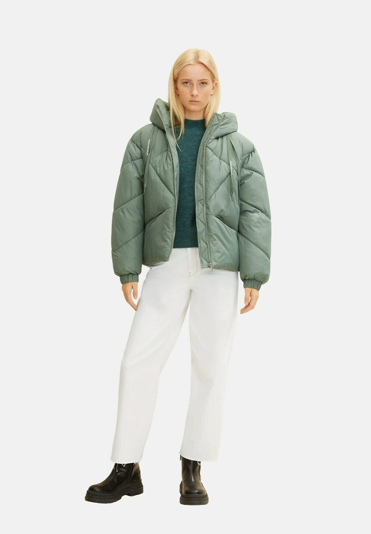 TOM TAILOR Denim Cosy Mock Neck - Trui - Green Dust Melange 2 TOM TAILOR Denim Cosy Mock Neck - Trui - Green Dust Melange - Afbeelding 2