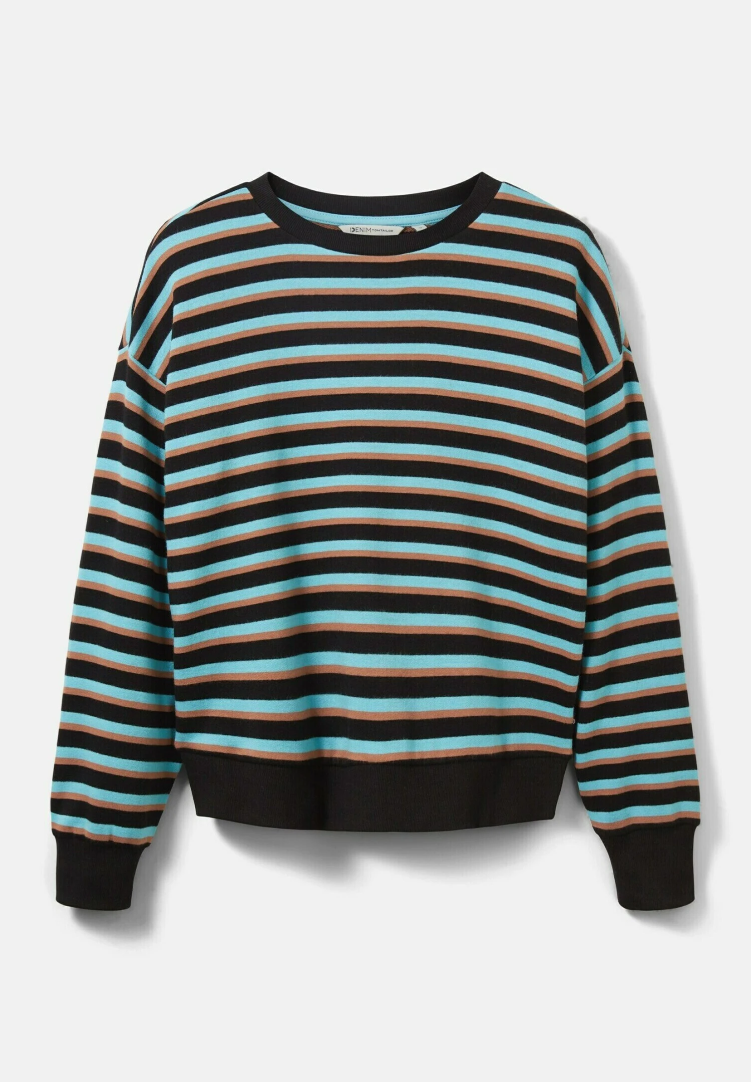 TOM TAILOR Denim Gestreiftes - Sweater - Black Brown Blue Stripe 7 TOM TAILOR Denim Gestreiftes - Sweater - Black Brown Blue Stripe - Afbeelding 7