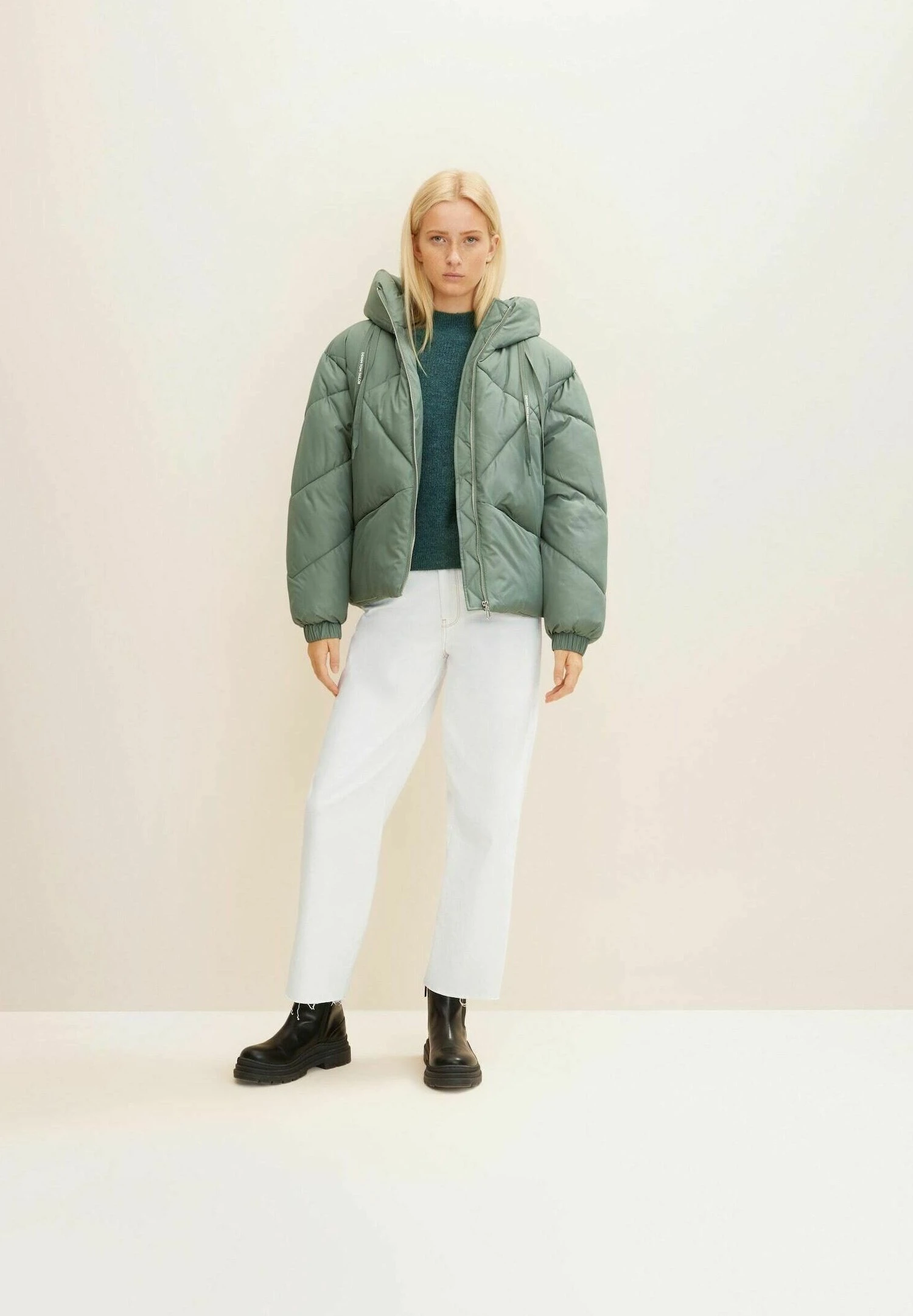 TOM TAILOR Denim Cosy Mock Neck - Trui - Green Dust Melange 6 TOM TAILOR Denim Cosy Mock Neck - Trui - Green Dust Melange - Afbeelding 6